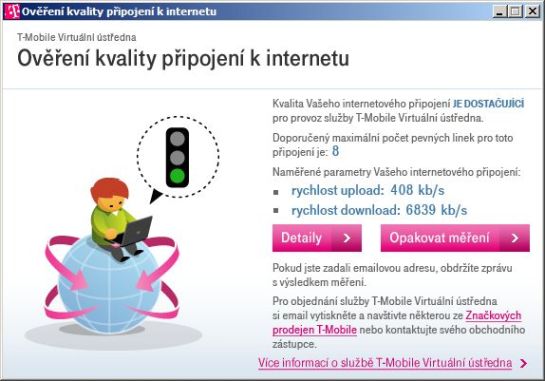 Ověření kvality spojení - výsledek