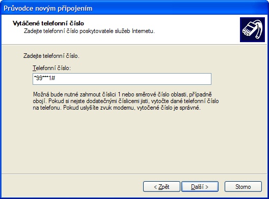 Průvodce připojením.
