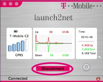 Odpojení proveďte kliknutím na tlačítko Disconnect.