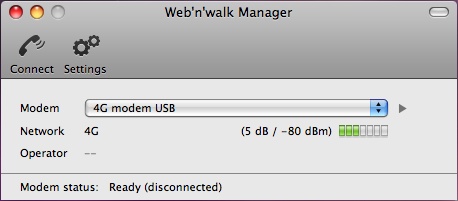 Modem je připojen k počítači, ale ještě není připojen k internetu.