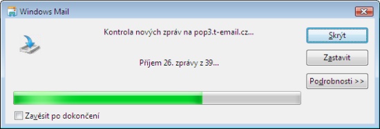 Následuje příjem pošty.