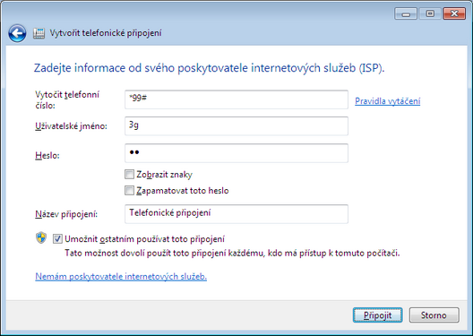 nastavenà modemu