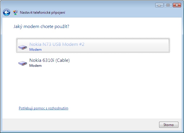 Průvodce připojením.