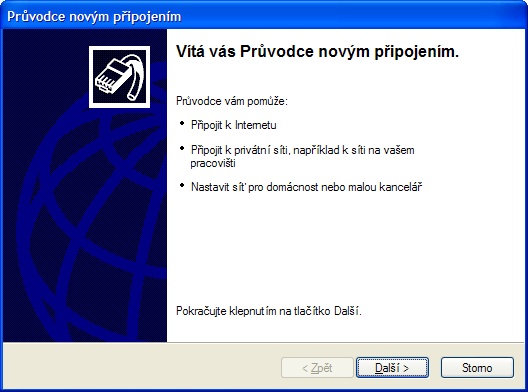 Průvodce síťovým připojením.