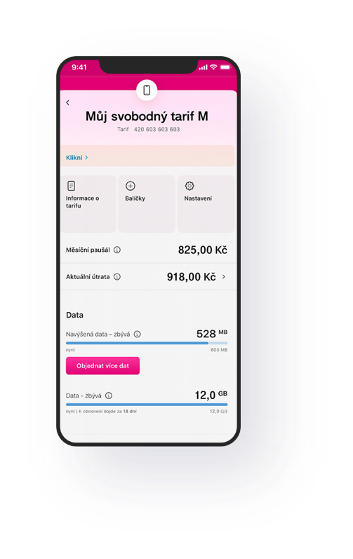 Náhled aplikace Můj T-Mobile