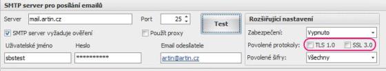 SFN 3 E-Mail - nastavení zabezpečení pro SMTP serverE-Mail - nastavení zabezpečení pro SMTP server