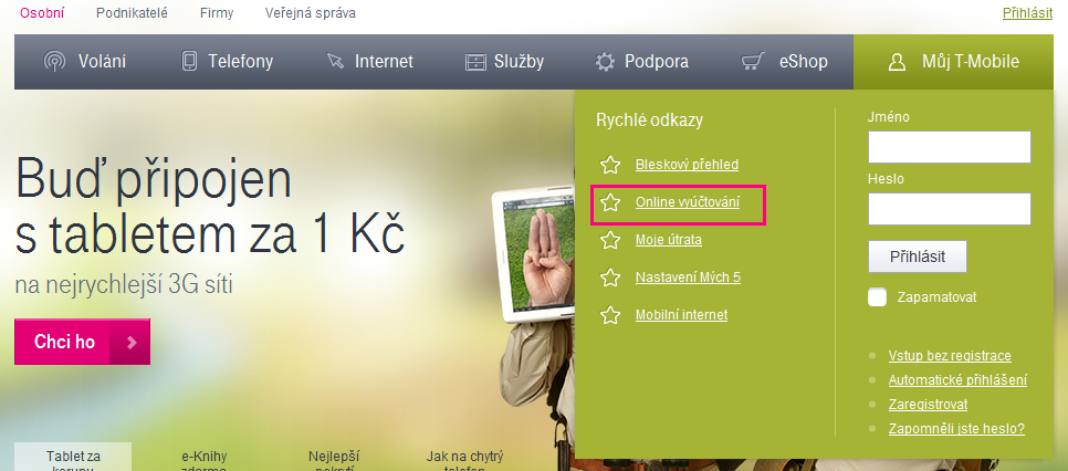 Kde najdu Online vyúčtování